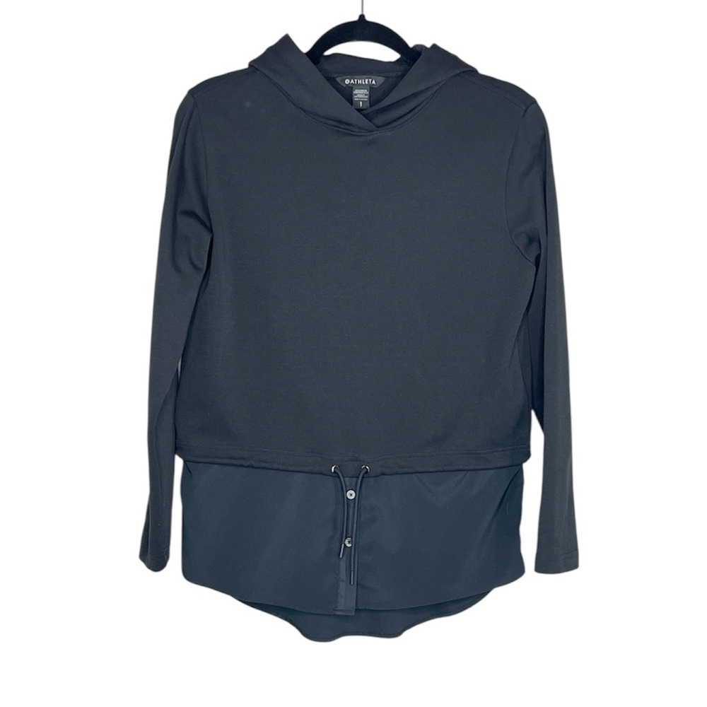 ATHLETA Layered Look Gallery Hoodie in Black size Small